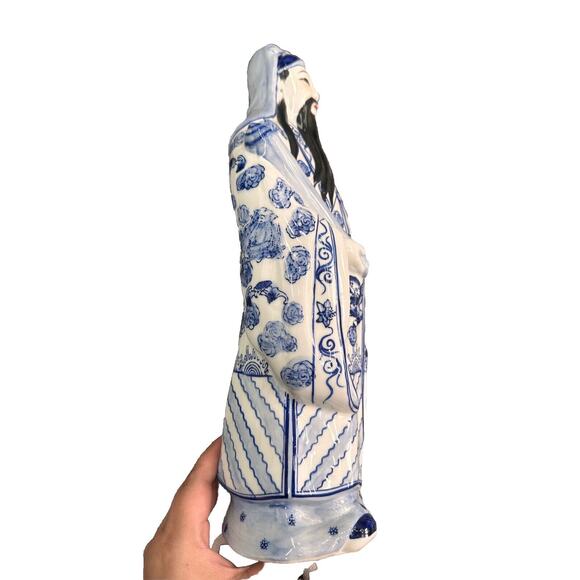Vintage Chinese Large Blue White Porcelain Wiseman God (Fu-Xing) - Picture 5 of 7